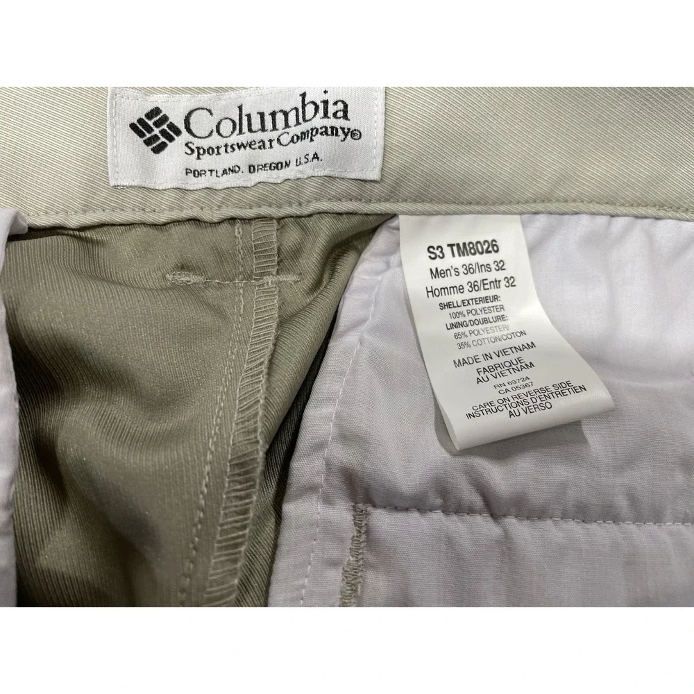 Columbia GRT Beige Sz 36x32 Utility Travel Hiking Outdoor Pant (V35) NWTs